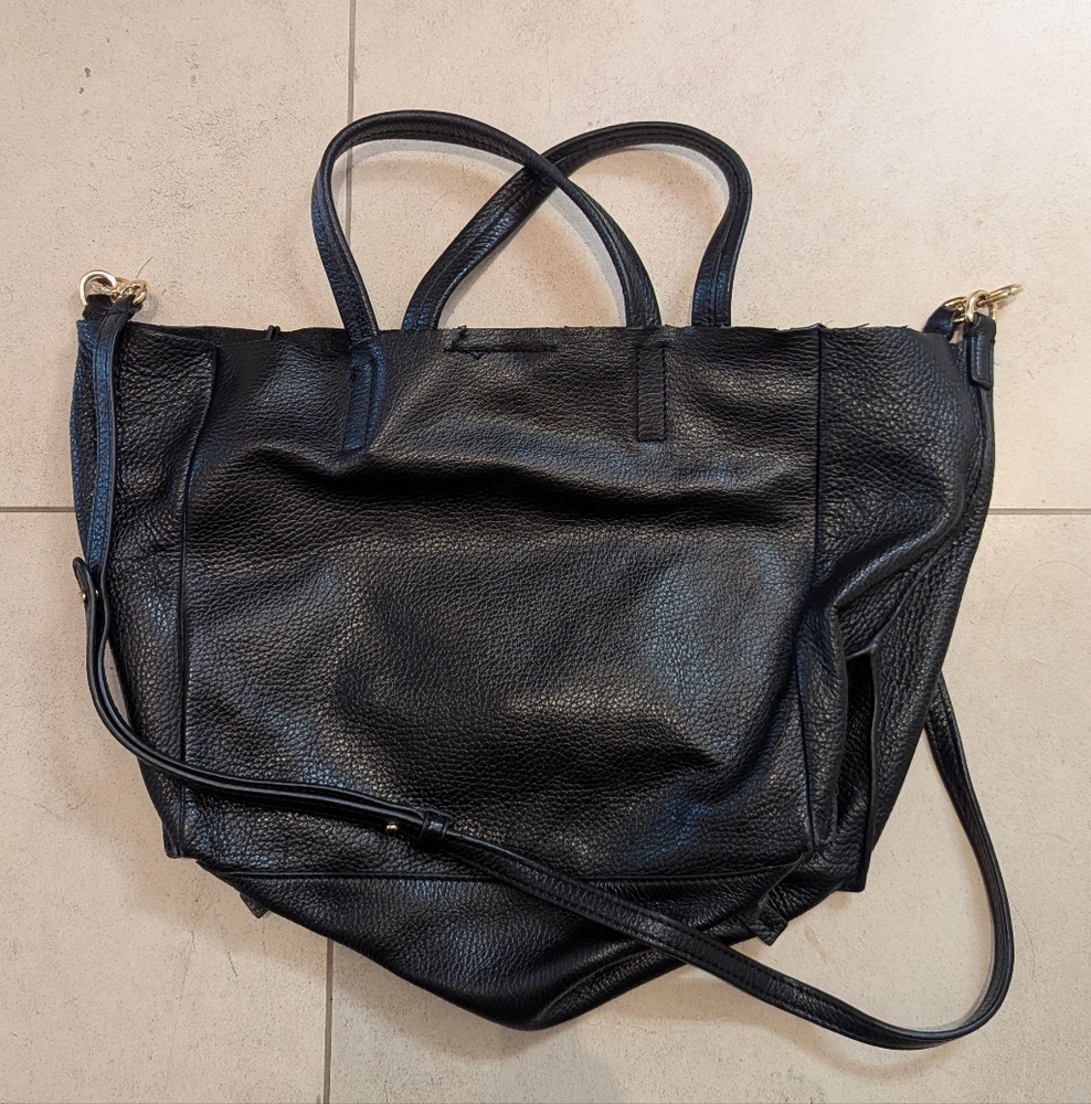 Banana Republic Black Leather Port Slouch Tote